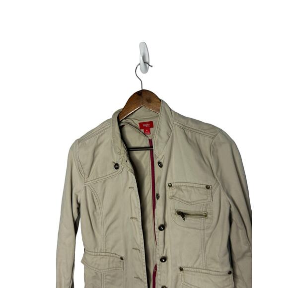 VTG Y2K Mossimo sz medium khaki military style jacket women utility grunge - Picture 2 of 3
